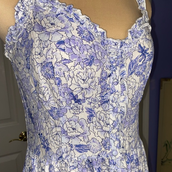 Patrons of Peace Blue & White Floral Maxi Dress Size M Boho Chic Spring Summer - Picture 5 of 10